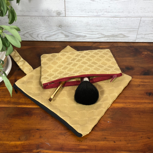 MINA Zippered Pouch Set - Gold Diamond