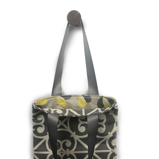 MINA Tote Bag - Yellow Gray Flora/Gray Geometric