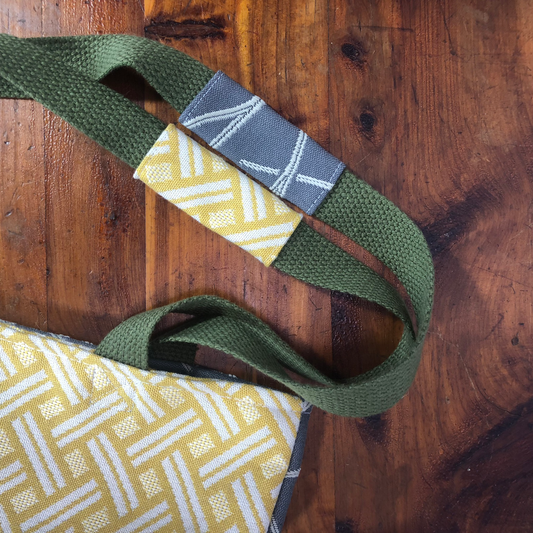 MINA Tote Bag - Yellow Basketweave/Gray Branches