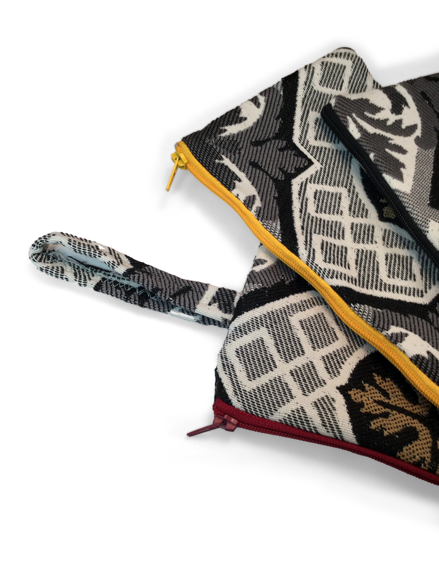 MINA Zippered Pouch Set - Black/Gray/Gold Greek