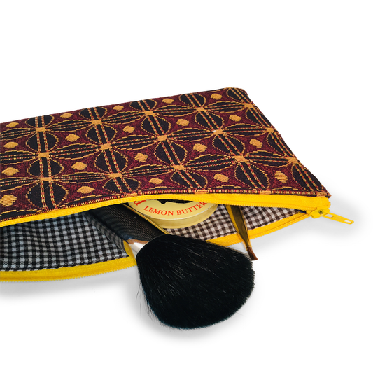MINA Zippered Pouch - Red/Black Geometric Circles