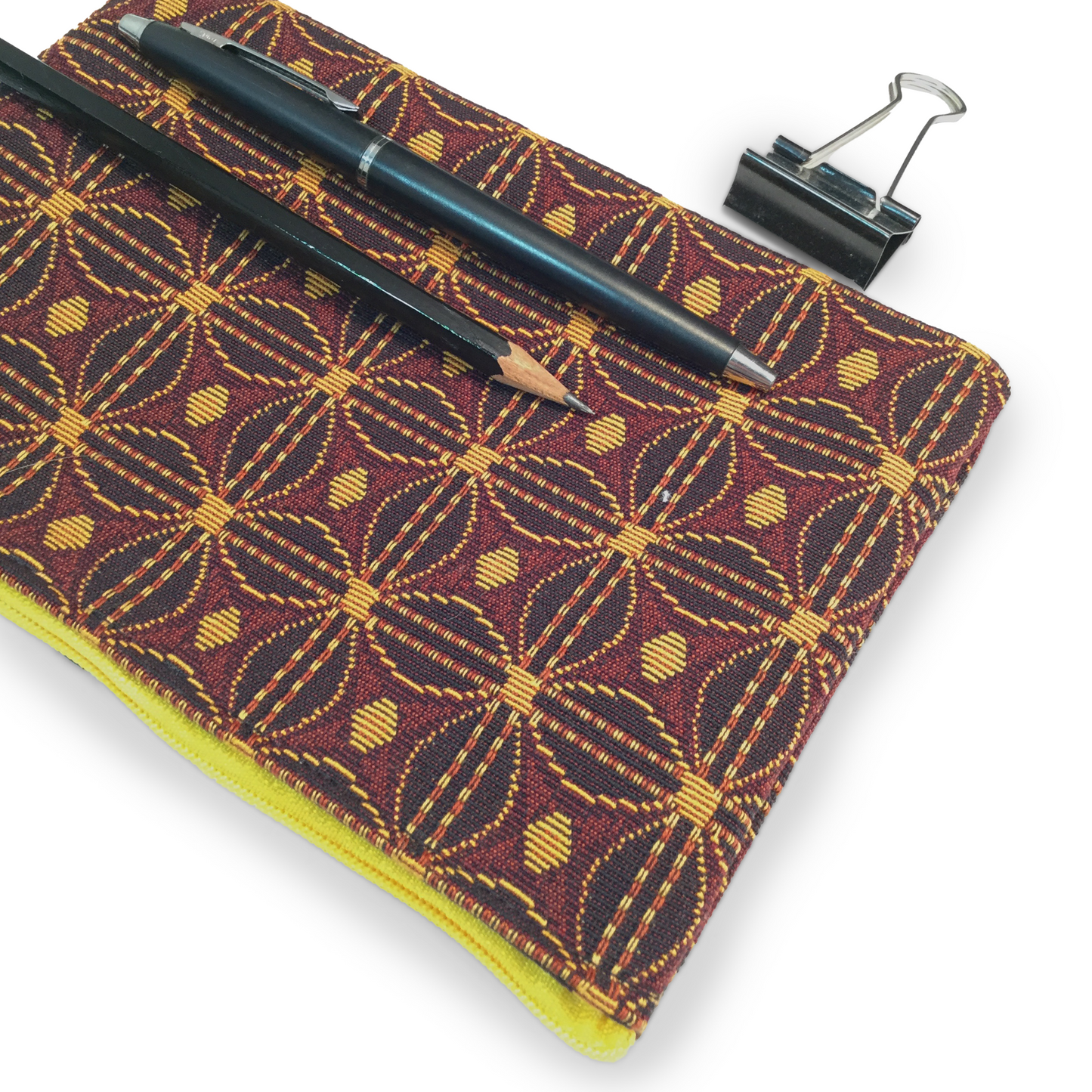 MINA Zippered Pouch - Red/Black Geometric Circles