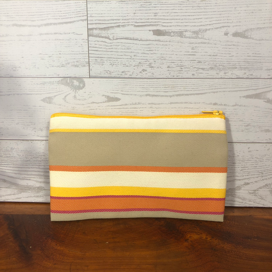 MINA Zippered Pouch Set -Pink Orange Gray Striped