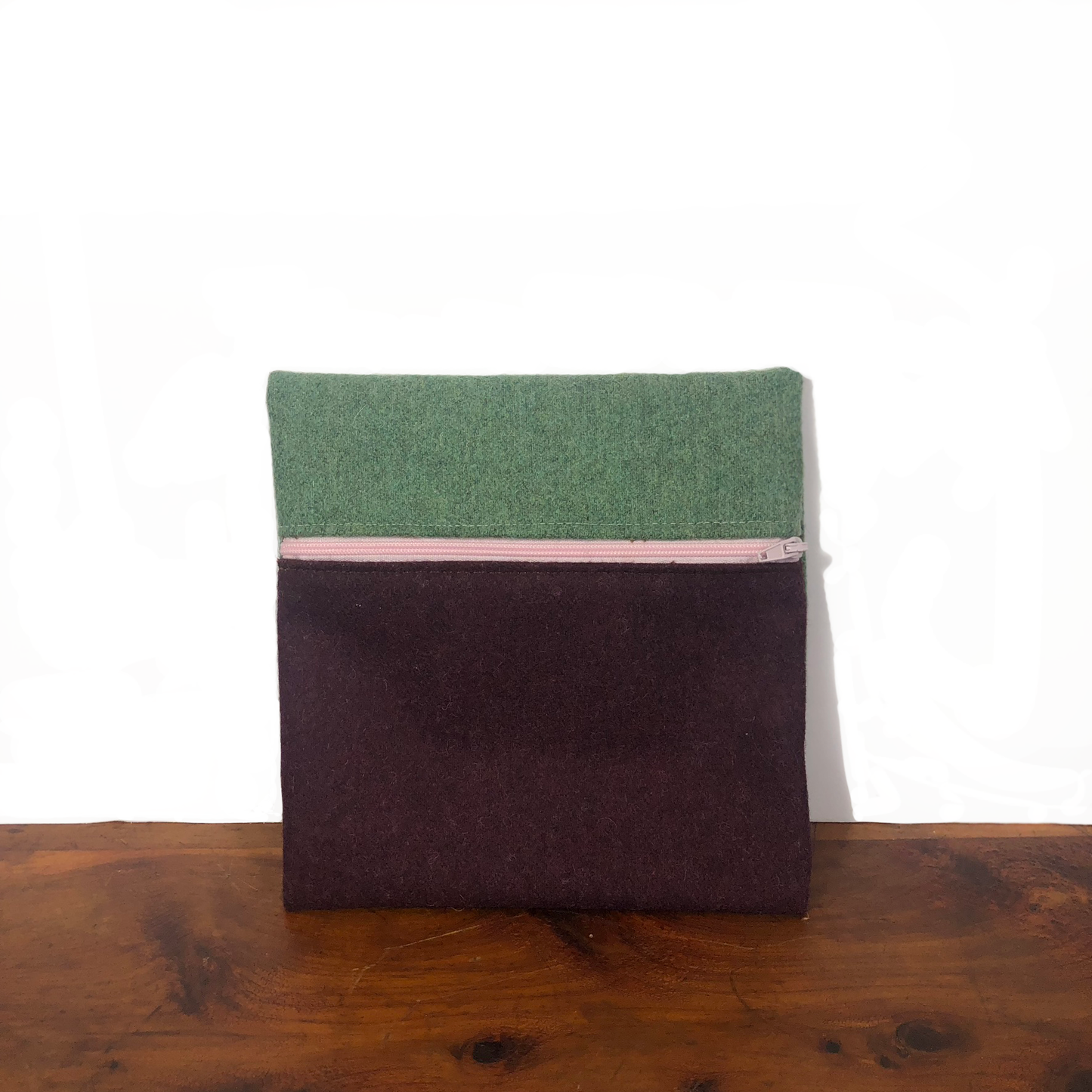 MINA Zippered Pouch - Square - Sea Foam Green/Maroon