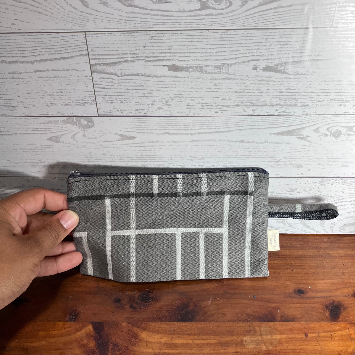 MINA Zippered Pouch - Gray Striped