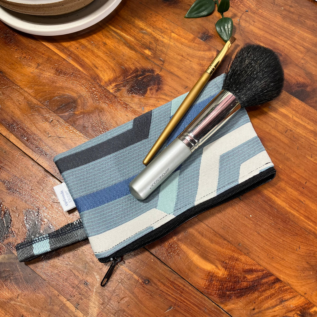 MINA Zippered Pouch - Geometric Map Stripes
