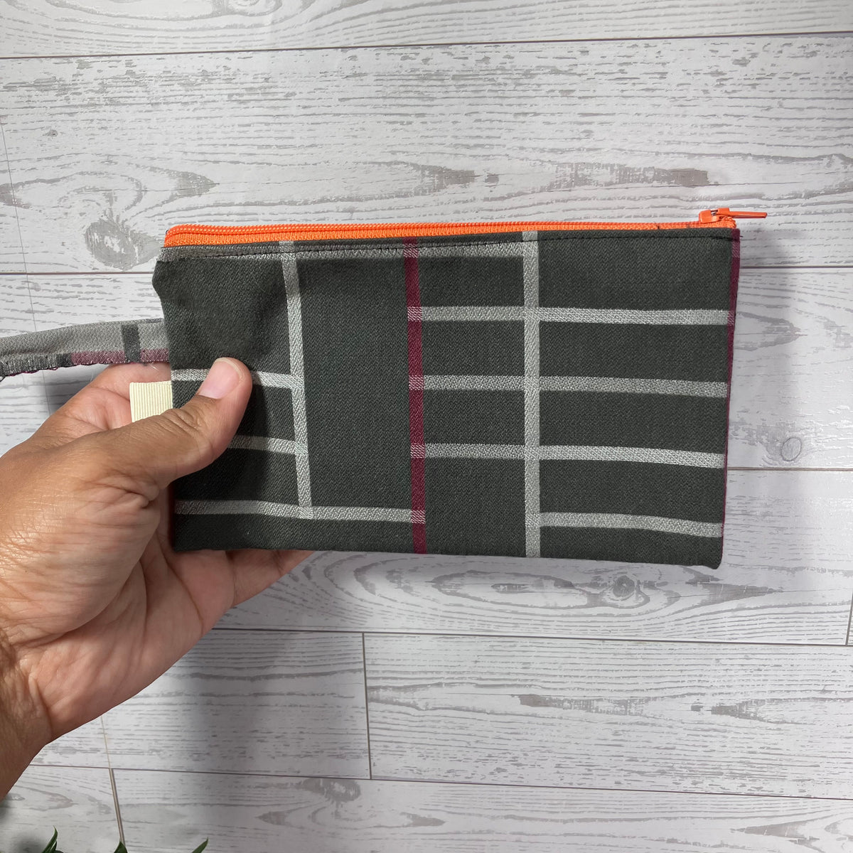 MINA Zippered Pouch - Gray Striped