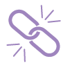 Purple link icon with a white background