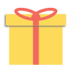 Yellow gift box with a red ribbon on a white background