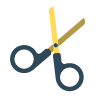 Illustration of a pair of scissors with a yellow handle on a white background