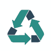 Recycling symbol with three interlocking green arrows on a white background