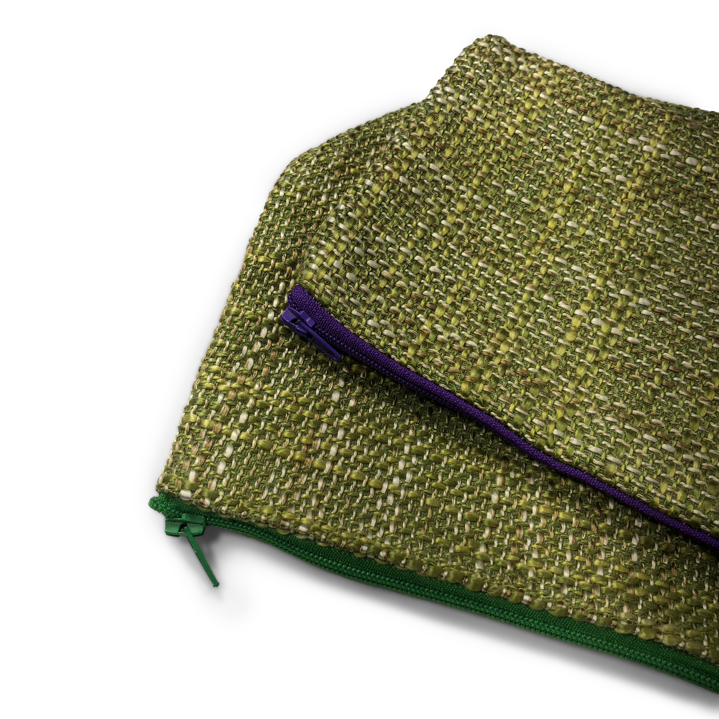 MINA Zippered Pouch Set - Green Heathered Woven