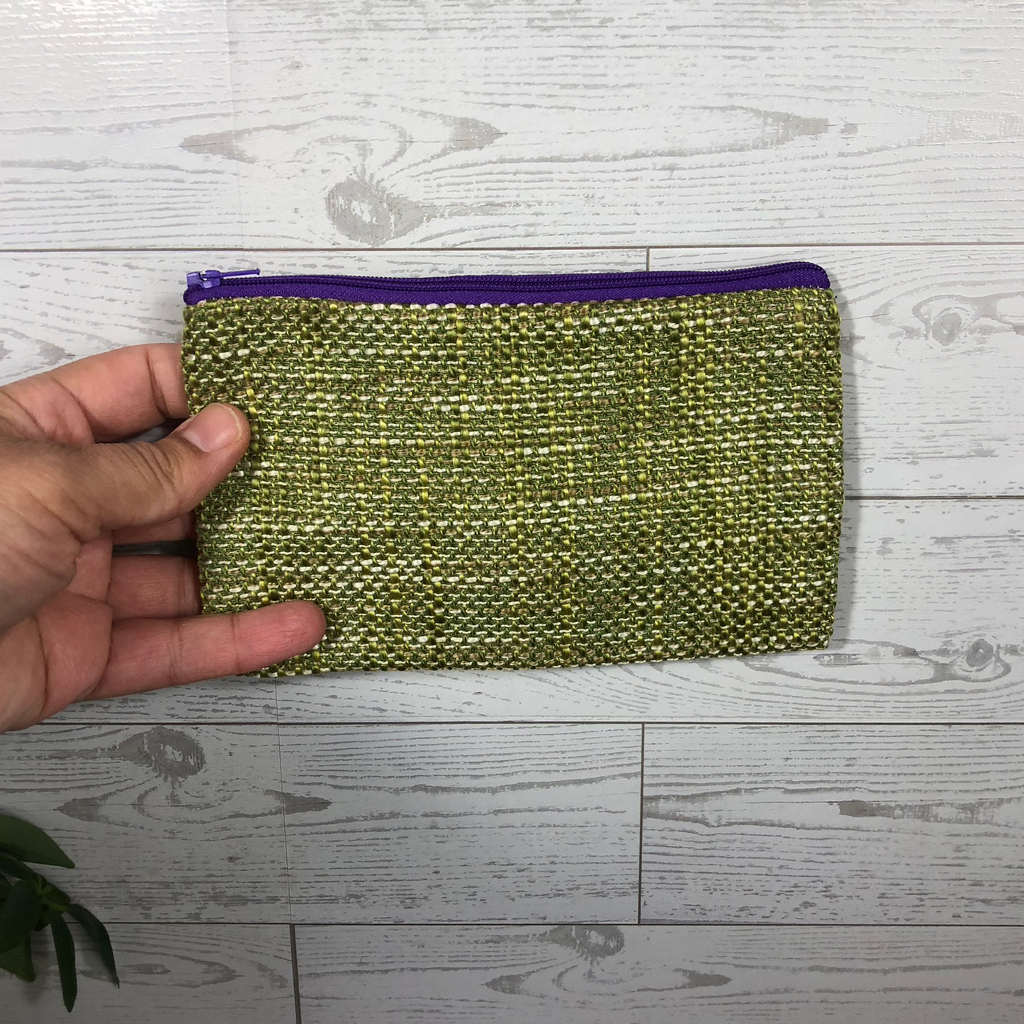 MINA Zippered Pouch Set - Green Heathered Woven