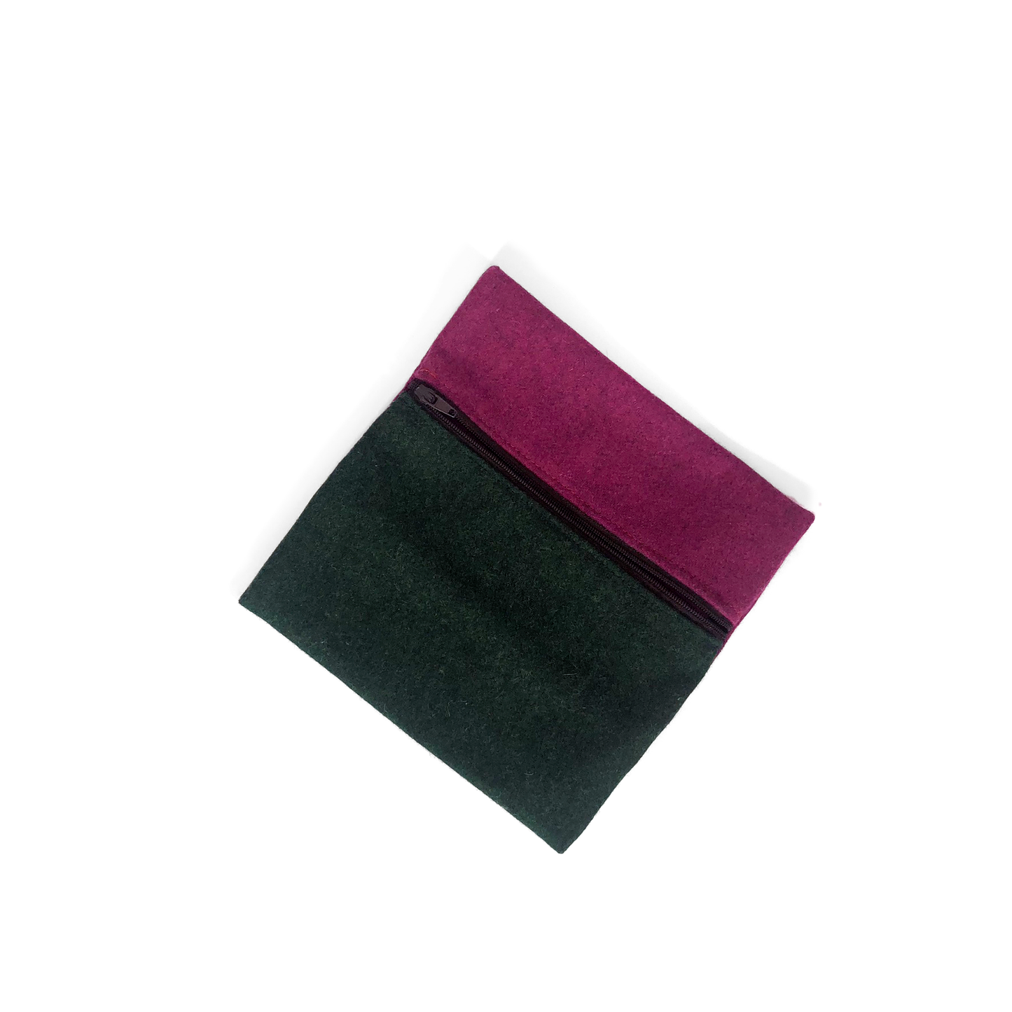 MINA Zippered Pouch - Square - Magenta/Forest Green
