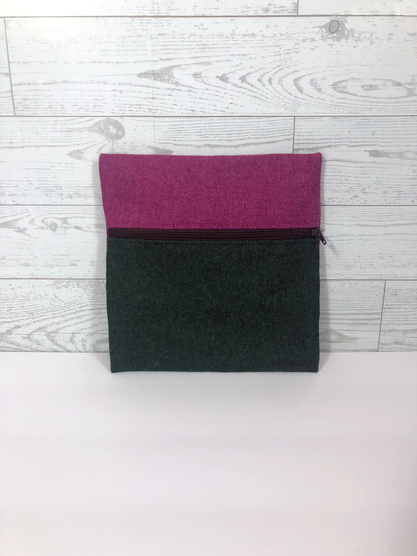 MINA Zippered Pouch - Square - Magenta/Forest Green
