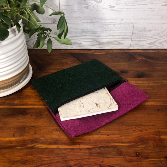 MINA Zippered Pouch - Square - Magenta/Forest Green