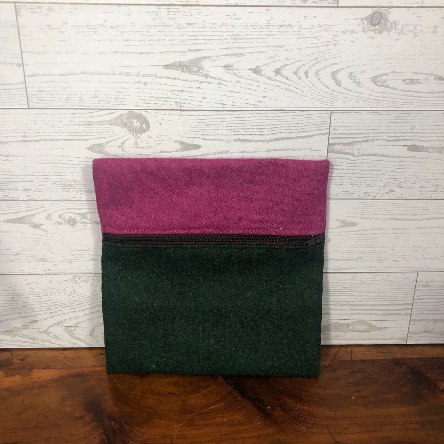 MINA Zippered Pouch - Square - Magenta/Forest Green
