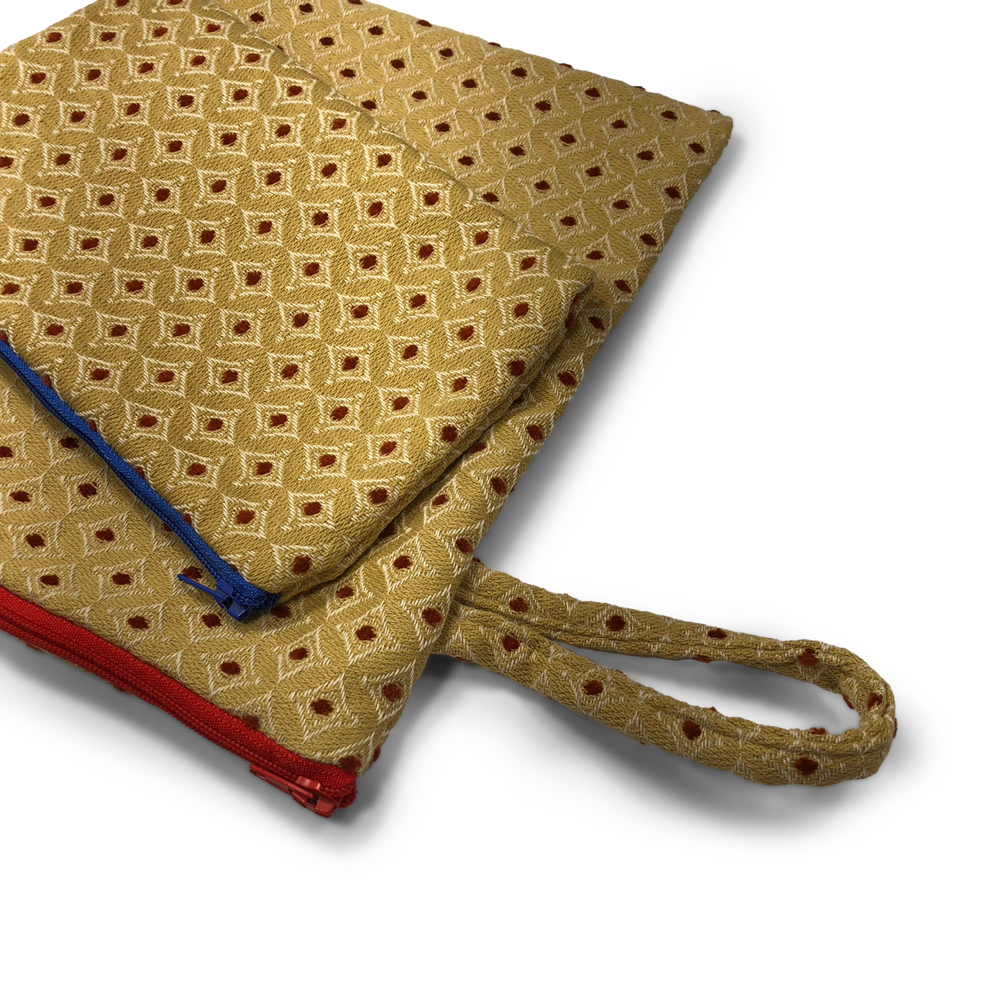 MINA Zippered Pouch Set - Gold Diamond Red Dot
