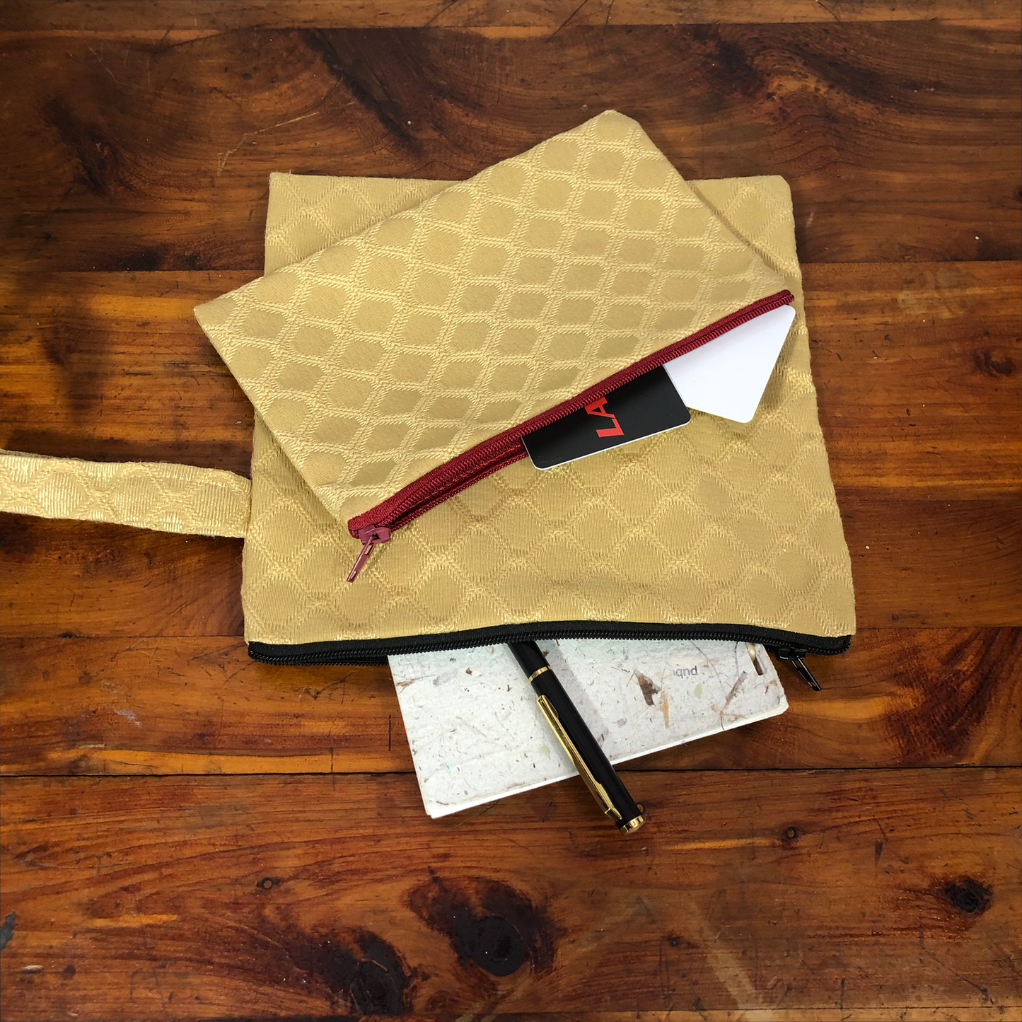 MINA Zippered Pouch Set - Gold Diamond