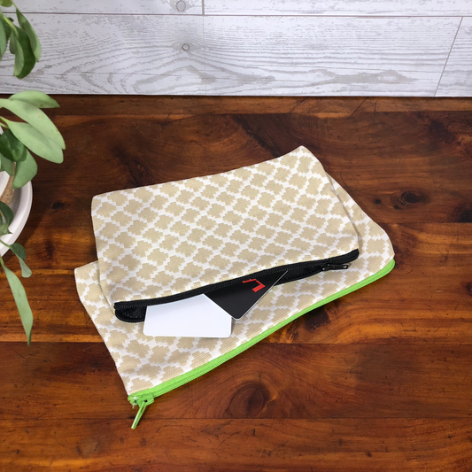 MINA Zippered Pouch Set - Tan Houndstooth