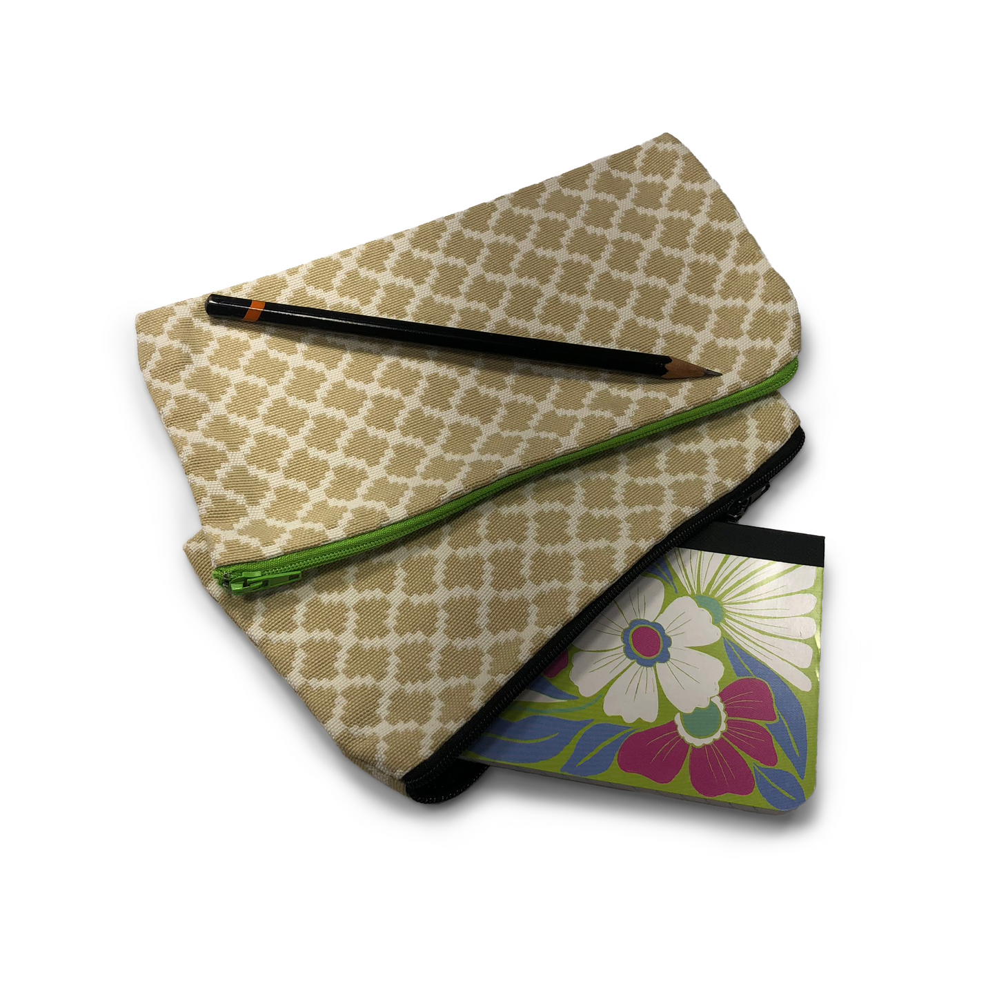 MINA Zippered Pouch Set - Tan Houndstooth