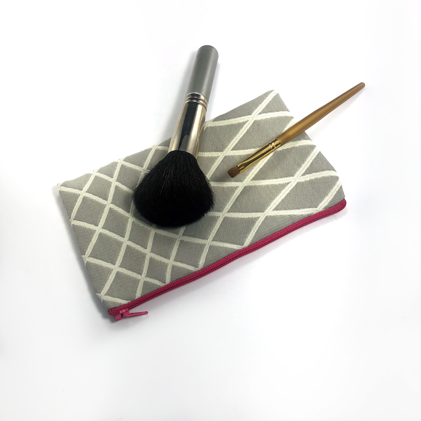 MINA Zippered Pouch Set - Gray White Diamond