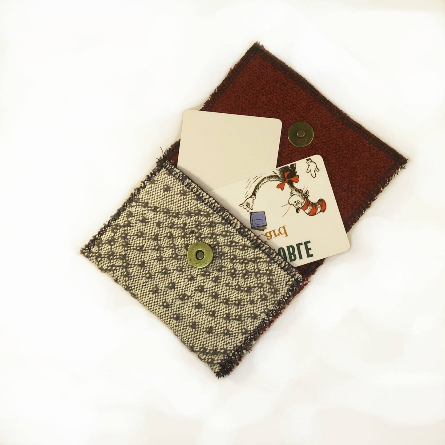 MINA Snap Wallet Pouch - Gray/Maroon