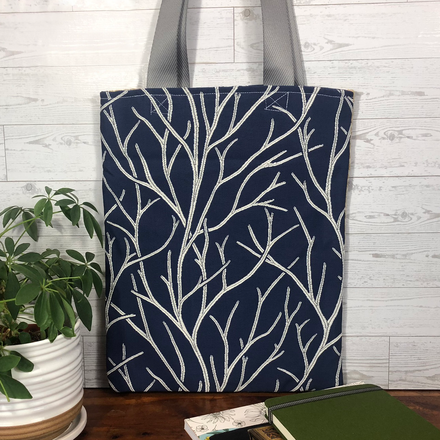 MINA Tote Bag - Gold Diamond/Navy Branch