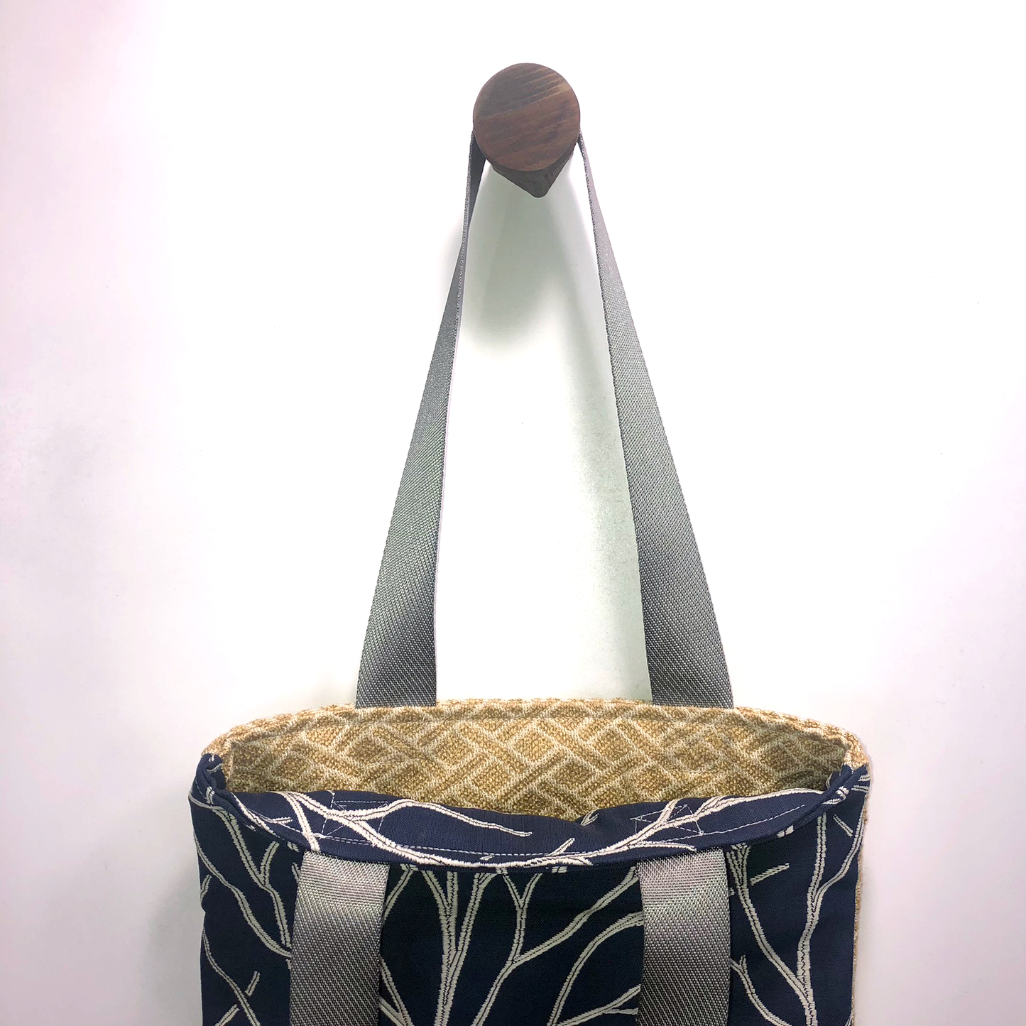MINA Tote Bag - Gold Diamond/Navy Branch