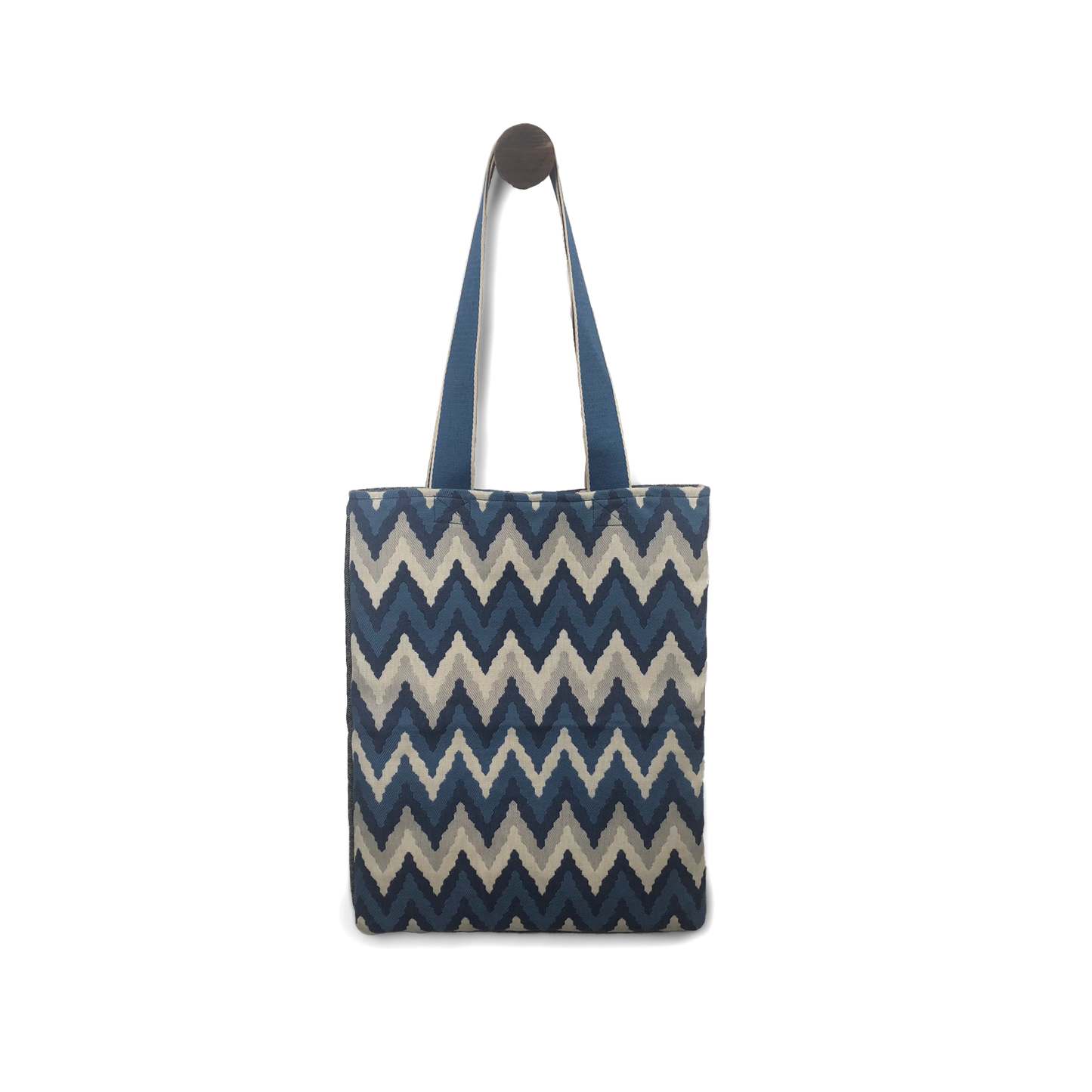 MINA Tote Bag - Blue Zig Zag/Heathered Gray