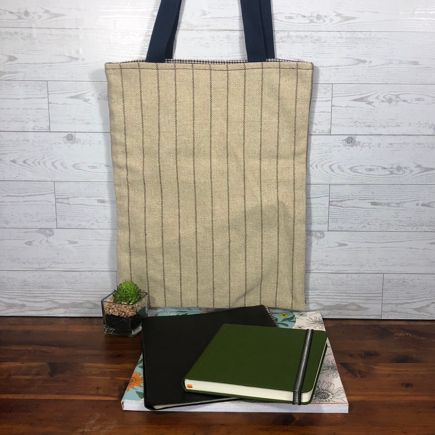 MINA Tote Bag - Brown/Tan Striped