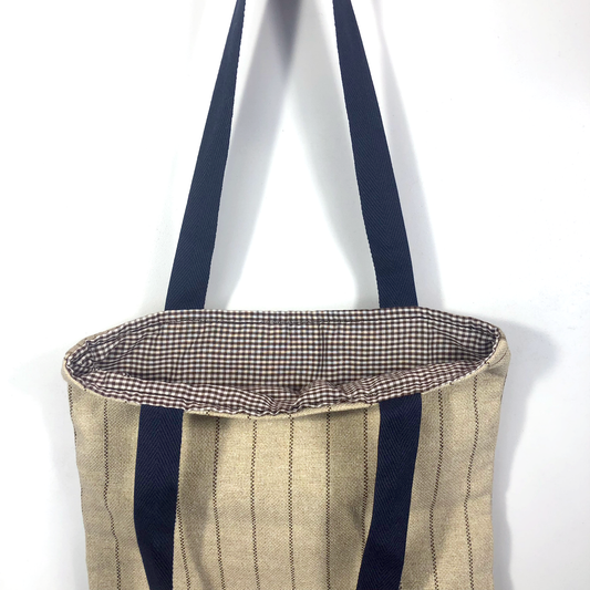 MINA Tote Bag - Brown/Tan Striped