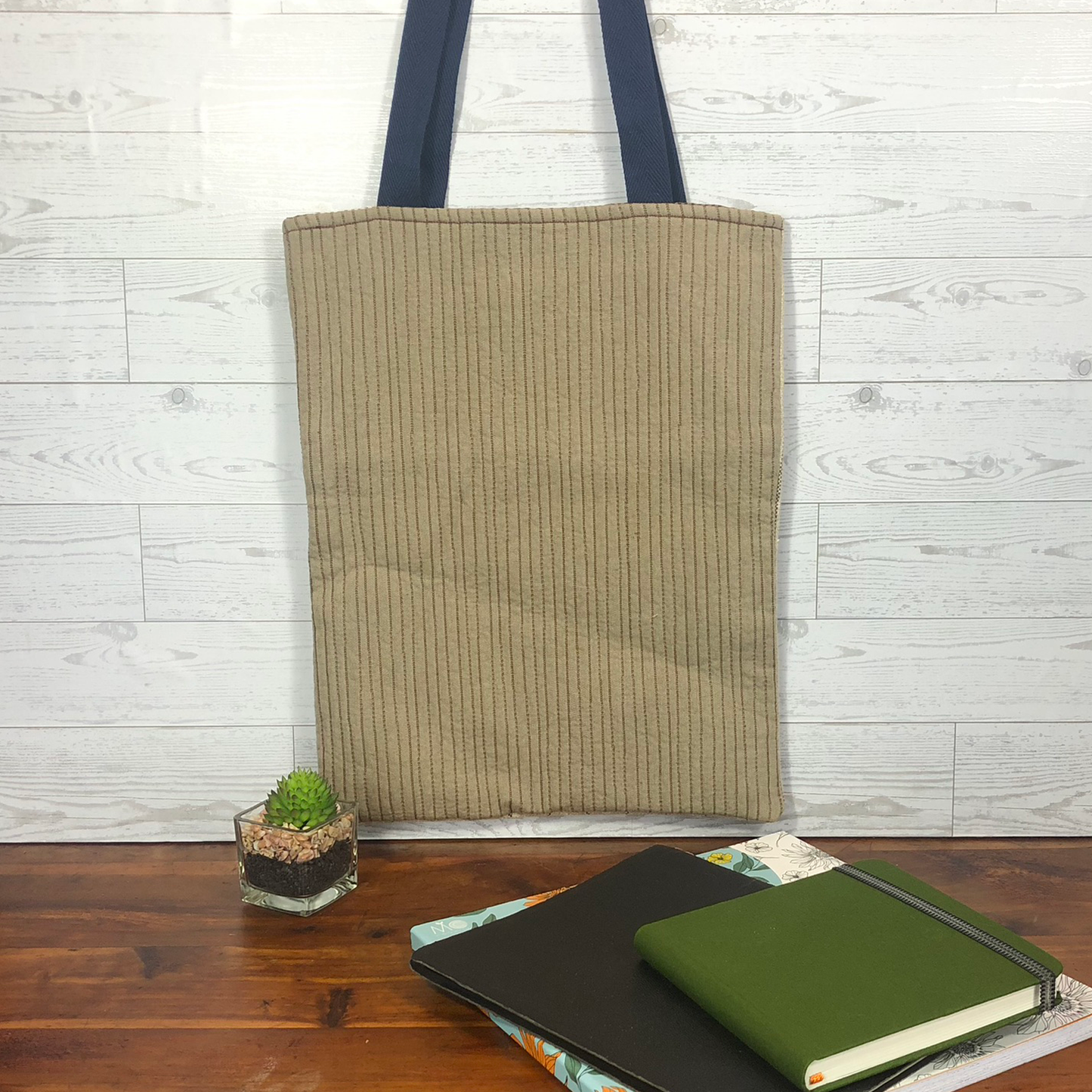 MINA Tote Bag - Brown/Tan Striped