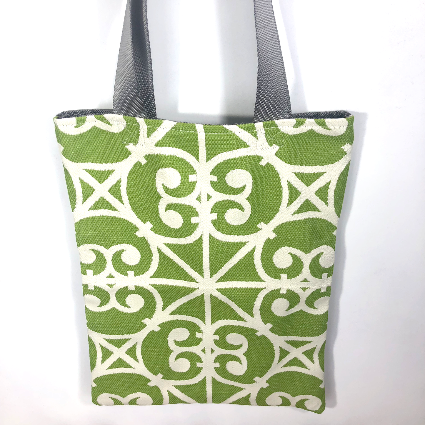 MINA Tote Bag - Green Geometric/Heathered Gray