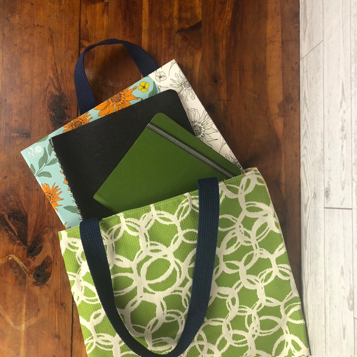 MINA Tote Bag - Yellow/Green Geometric Circles