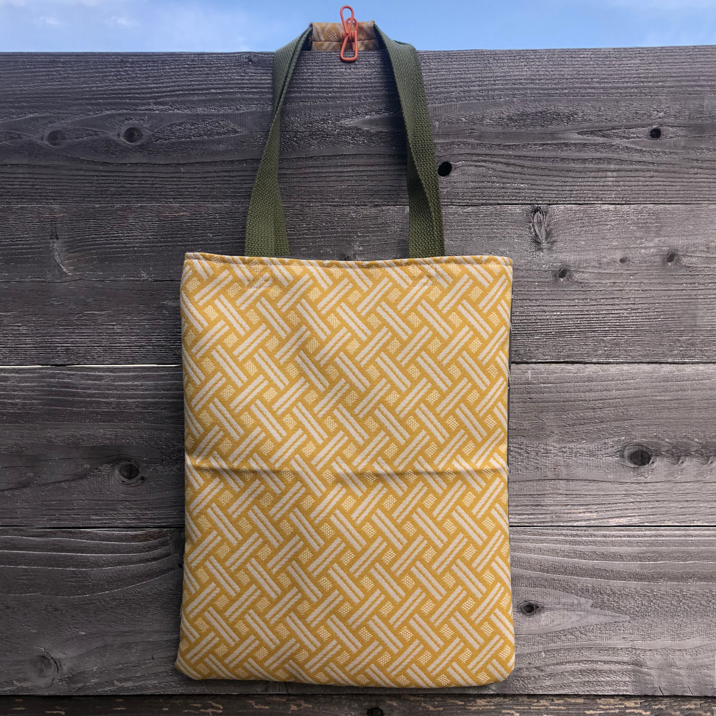 MINA Tote Bag - Yellow Basketweave/Gray Branches