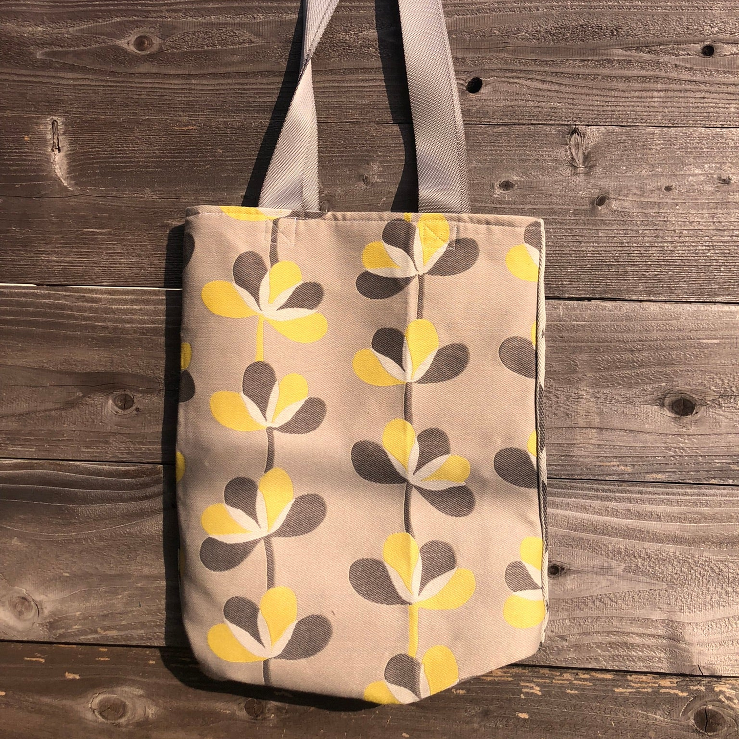 MINA Tote Bag - Yellow Gray Flora/Gray Geometric