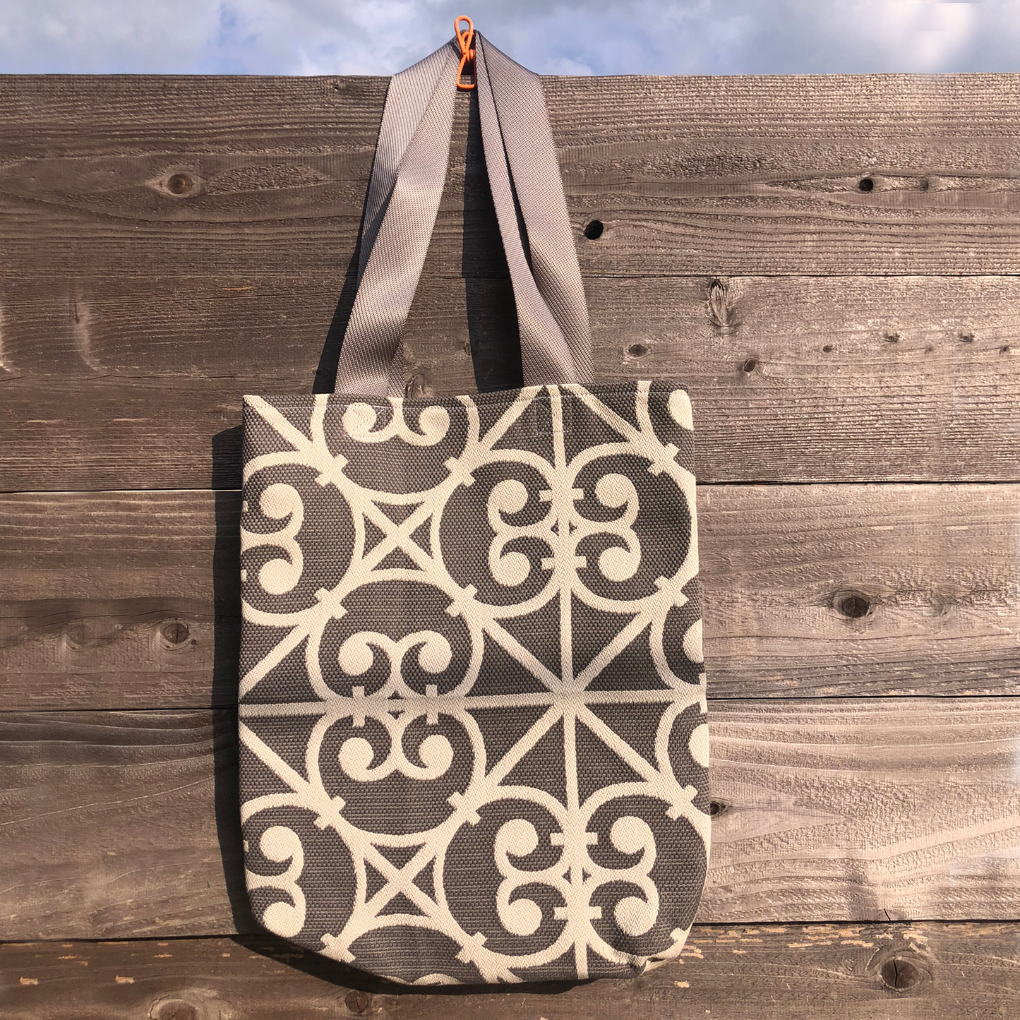 MINA Tote Bag - Yellow Gray Flora/Gray Geometric