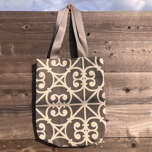 MINA Tote Bag - Yellow Gray Flora/Gray Geometric