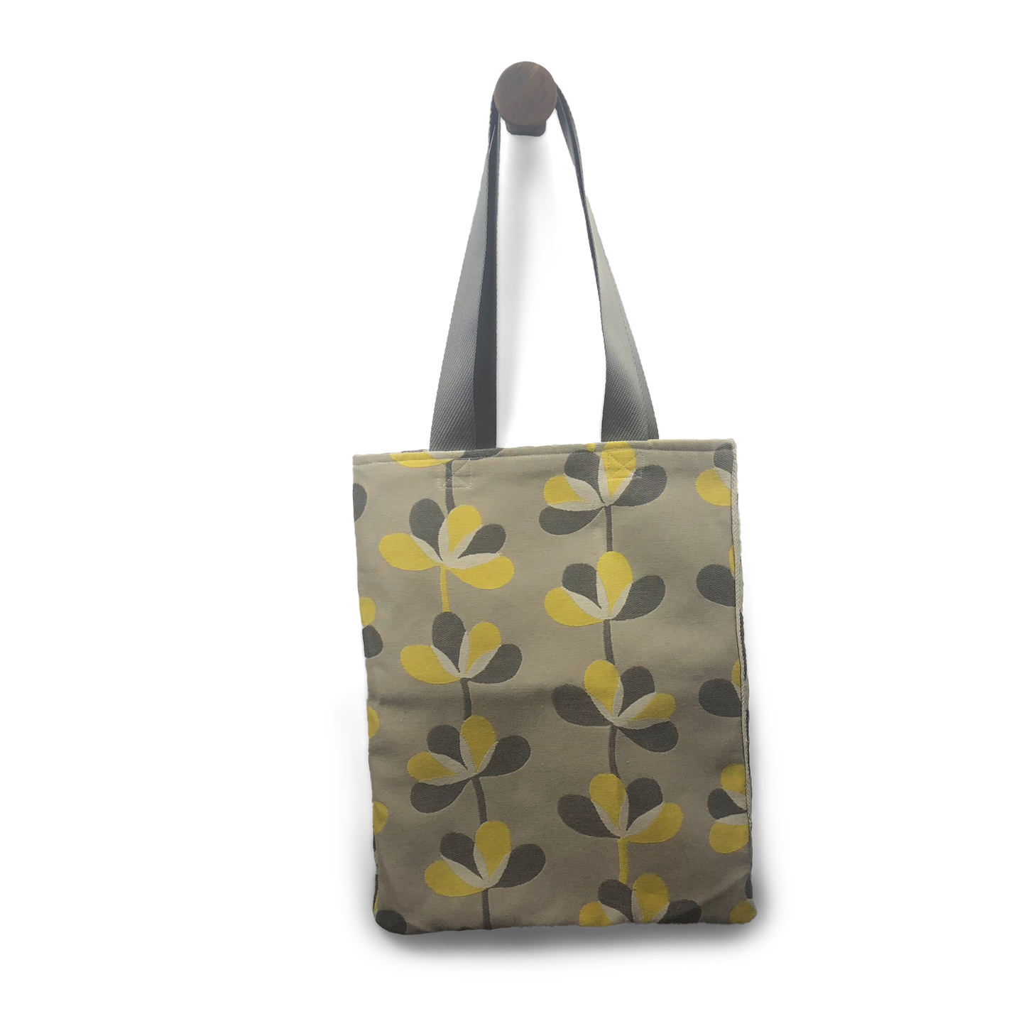 MINA Tote Bag - Yellow Gray Flora/Gray Geometric