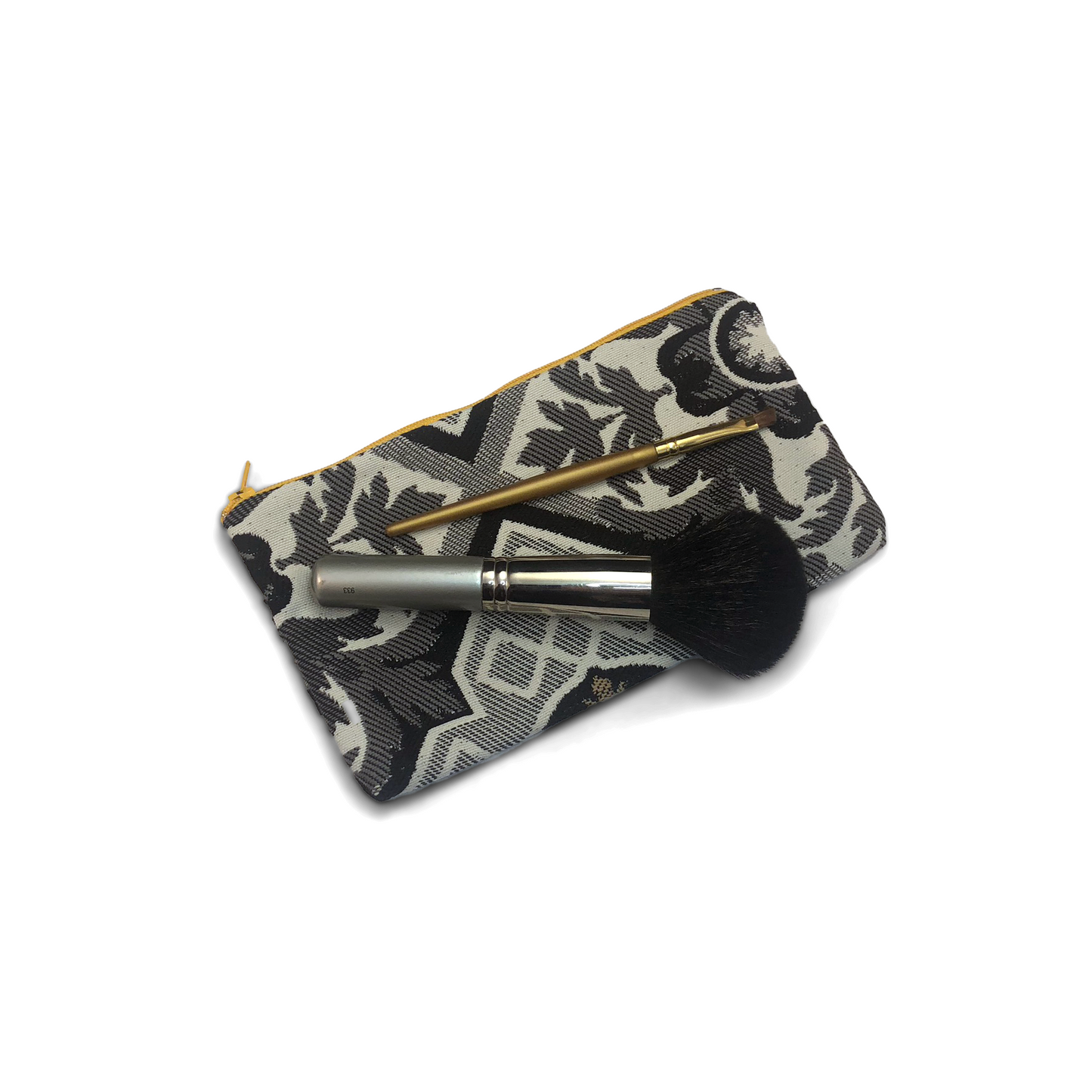 MINA Zippered Pouch Set - Black/Gray/Gold Greek