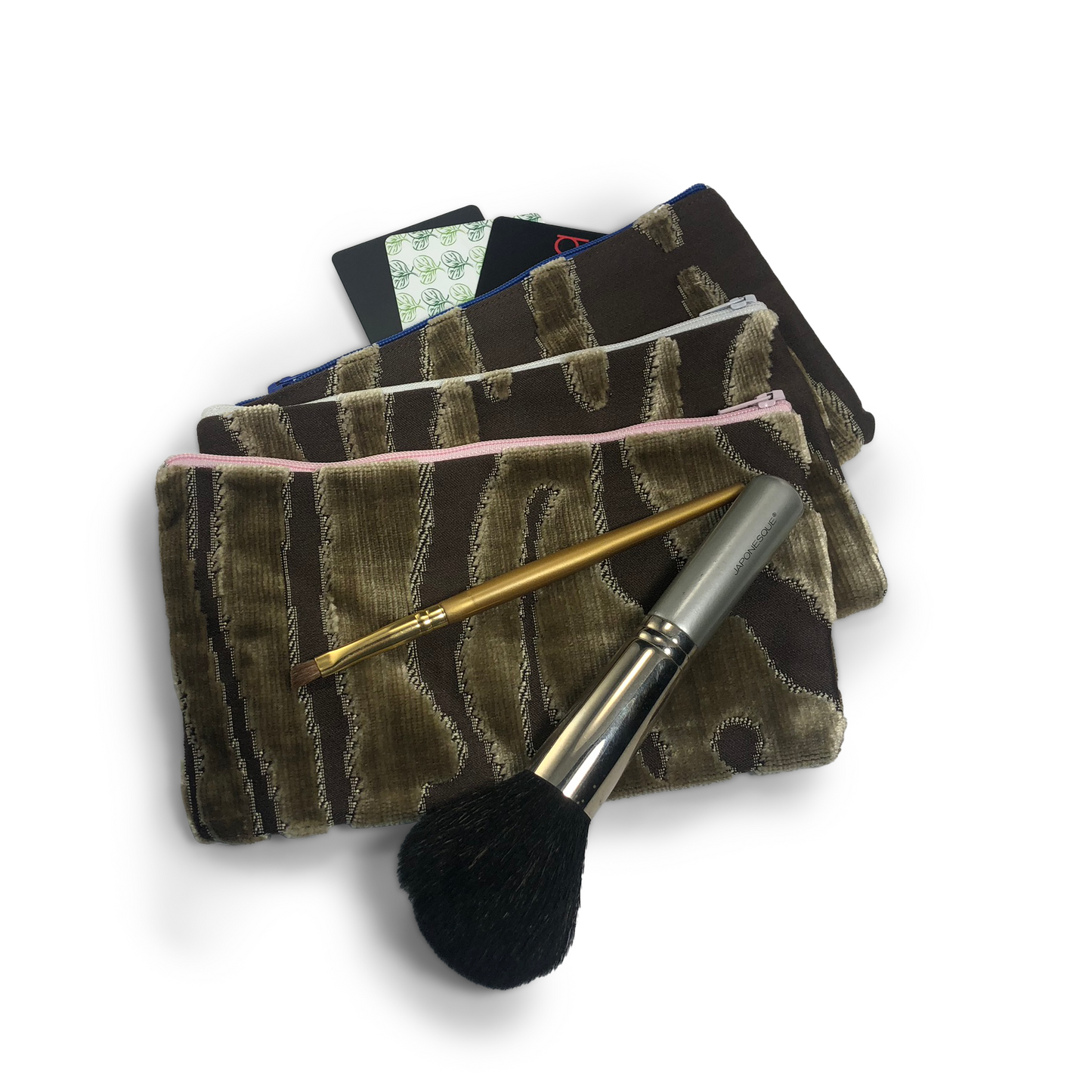 MINA Zippered Pouch Set - Brown Velvet Animal Print