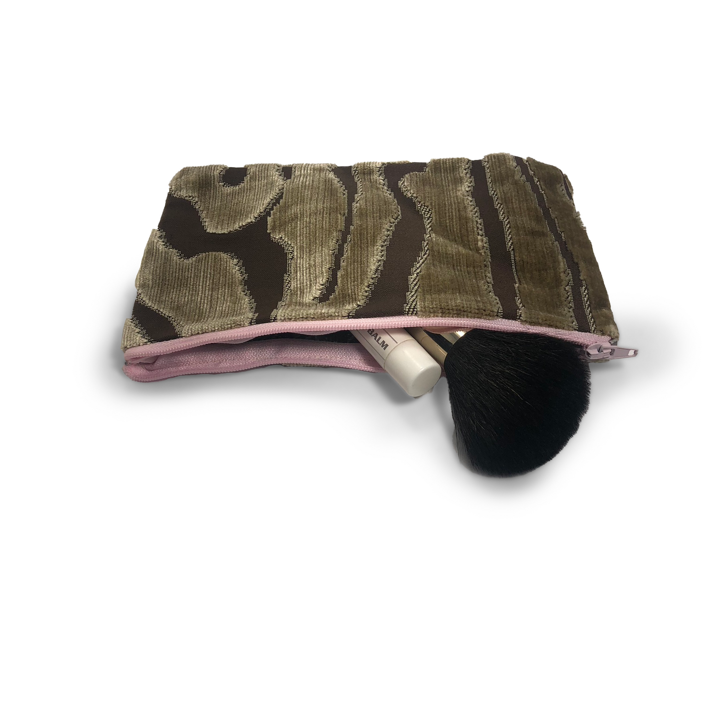 MINA Zippered Pouch Set - Brown Velvet Animal Print