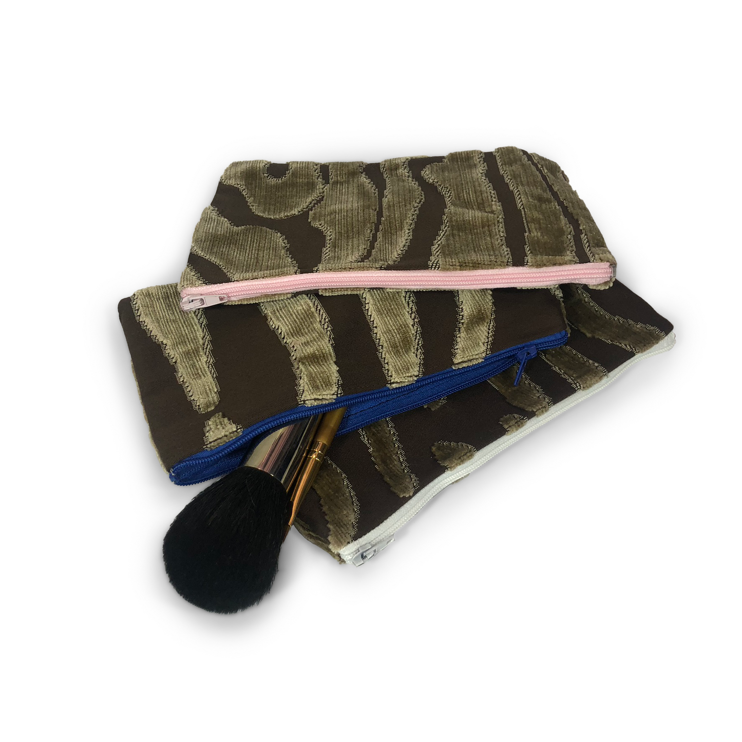 MINA Zippered Pouch Set - Brown Velvet Animal Print