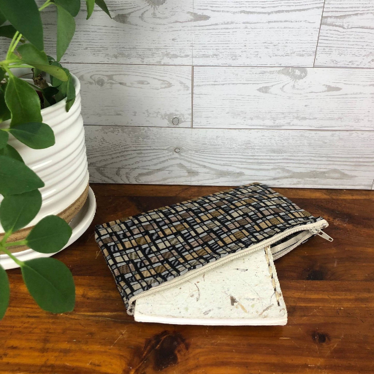 MINA Zippered Pouch - Black Geometric