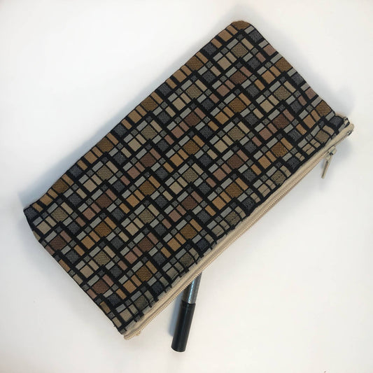 MINA Zippered Pouch - Black Geometric