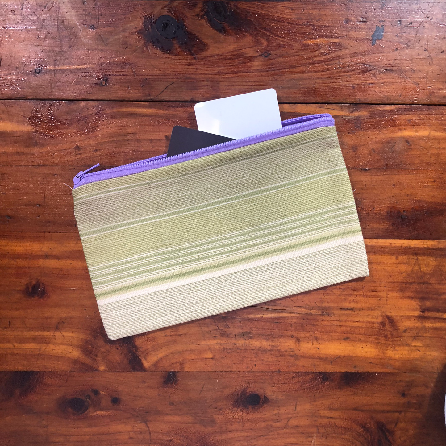 MINA Zippered Pouch Set - Green Striped