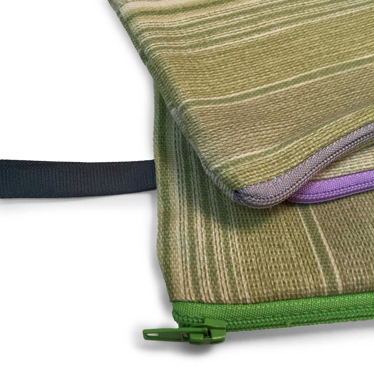 MINA Zippered Pouch Set - Green Striped