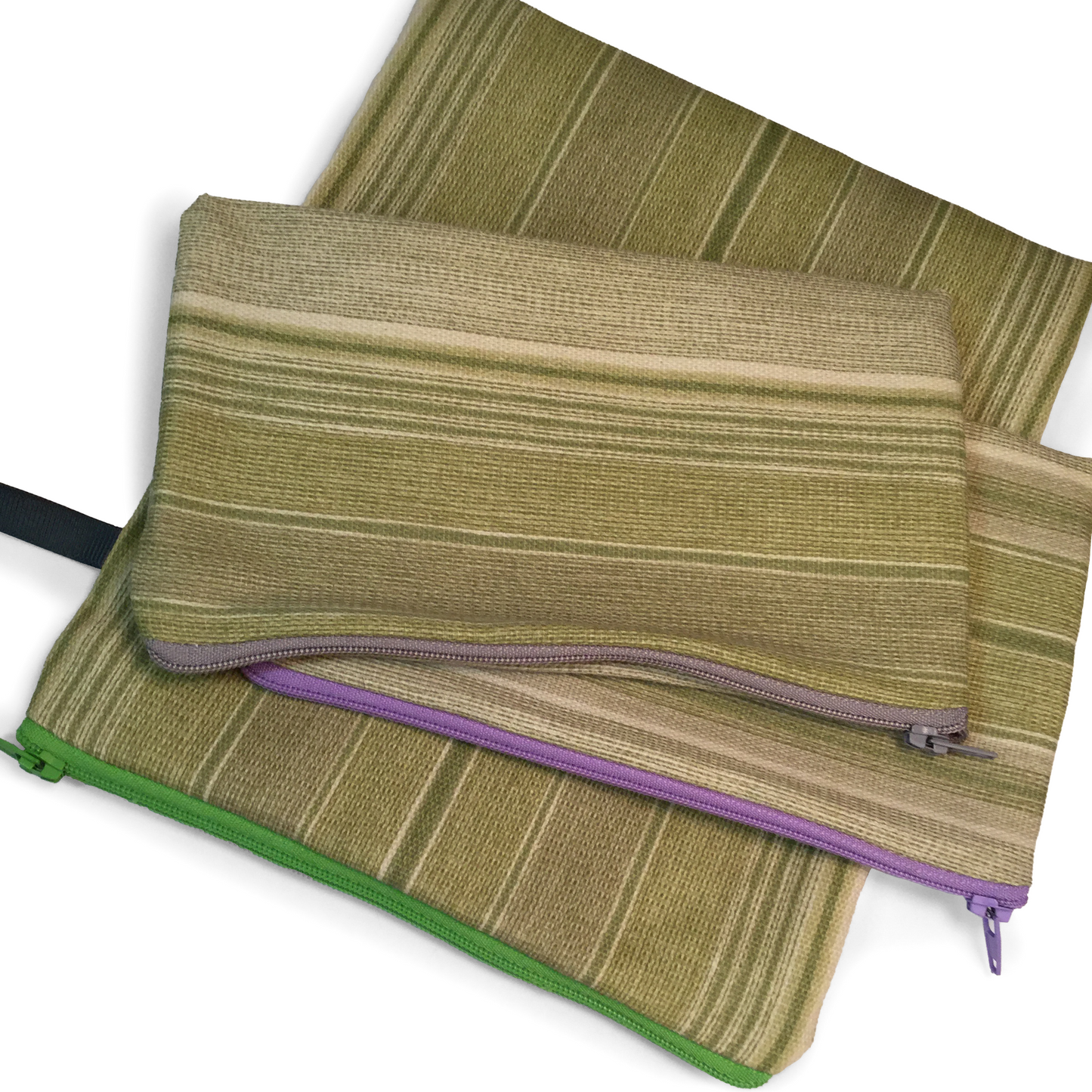 MINA Zippered Pouch Set - Green Striped