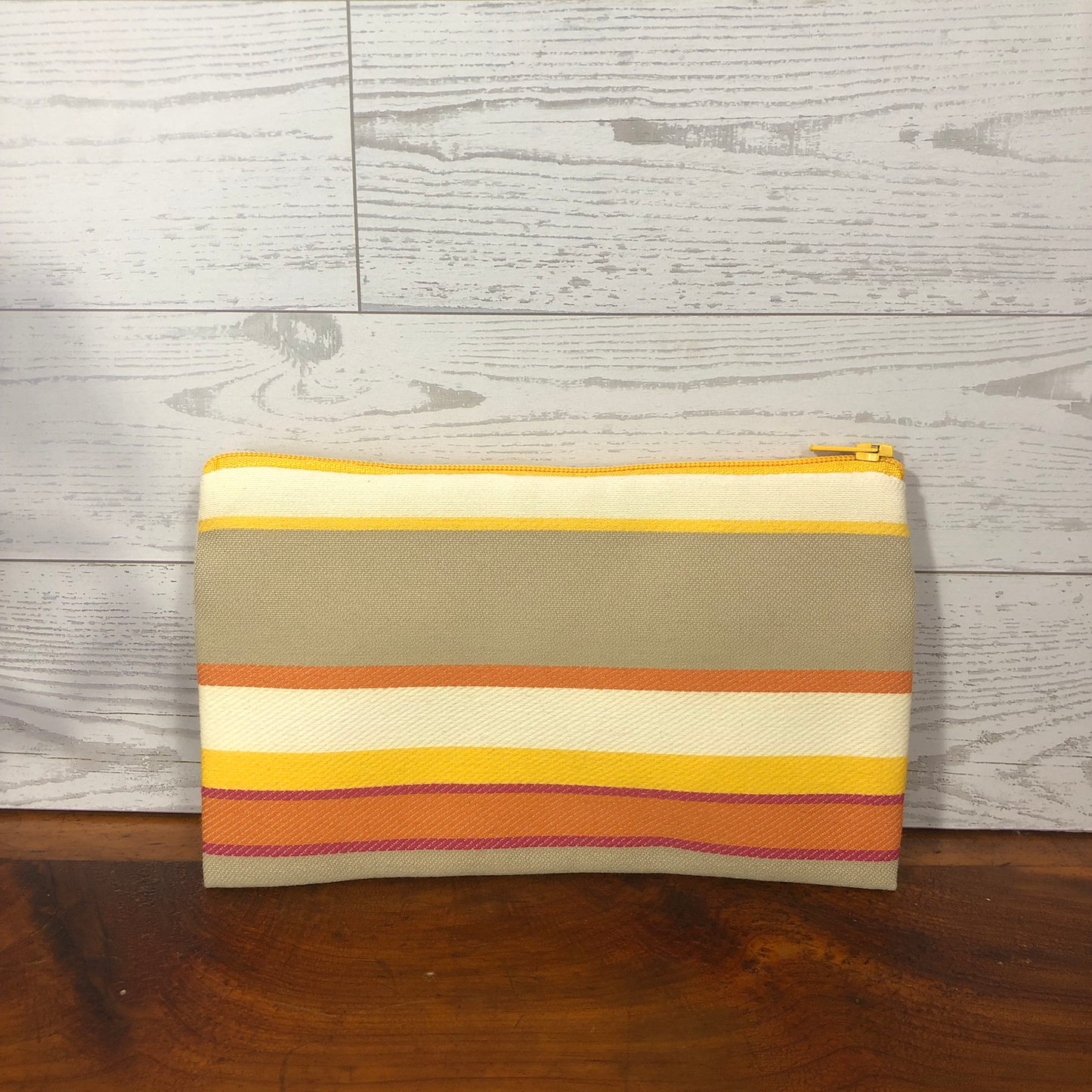 MINA Zippered Pouch Set -Pink Orange Gray Striped